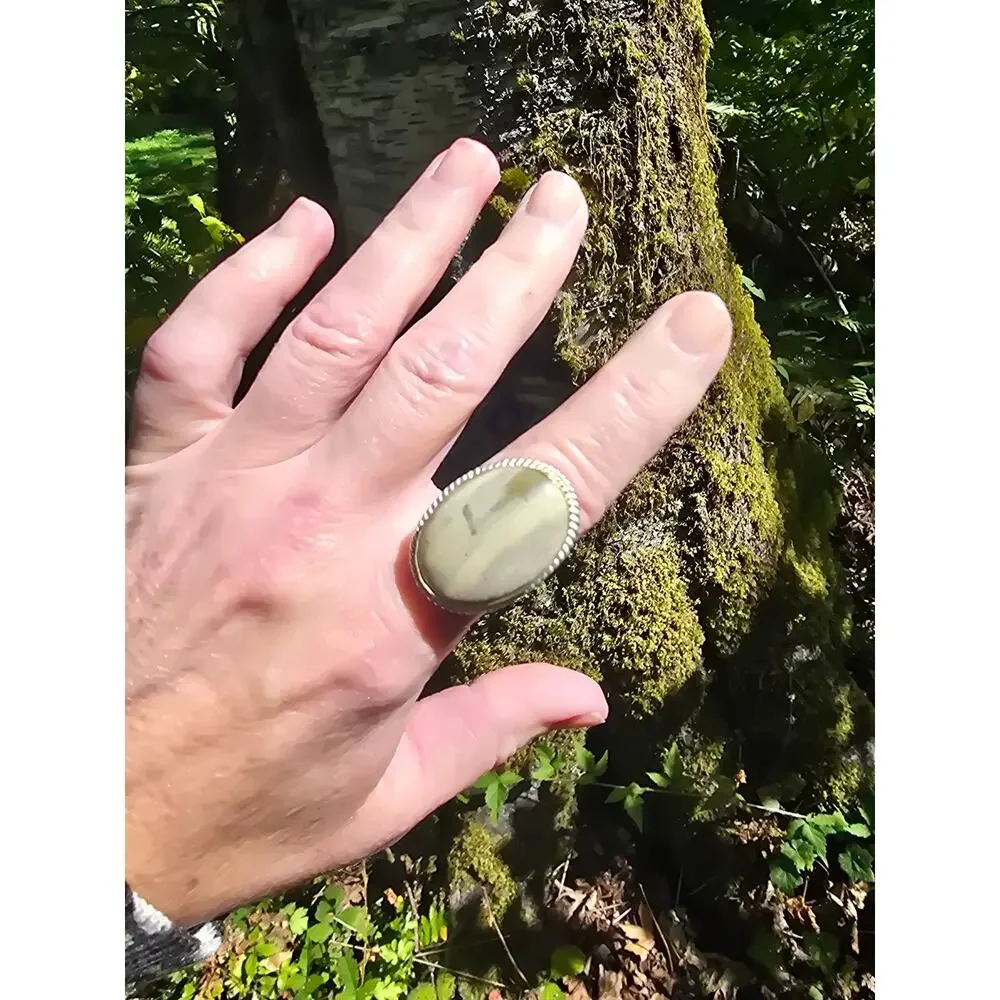 Vintage Oval Sterling Silver Willow Creek Jasper Ring Signed Tested Unisex